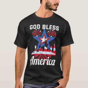 Camiseta Feliz 4 de julio EE.UU. diciendo que dios bendiga 