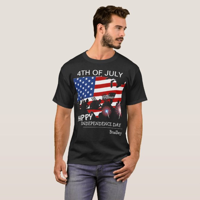 Camiseta Feliz 4 de julio, fiesta del Día de la Independenc (Anverso completo)