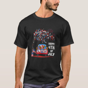 Camiseta Feliz 4 De Julio Gnomes Truck Tree Fireworks Amer
