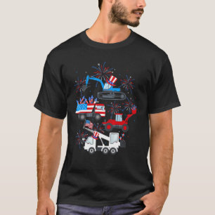 Camiseta Feliz 4 de julio grúa camión construcción niño peq