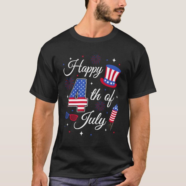 Camiseta Feliz 4 De Julio Hombres Patrióticos Bandera Estad (Anverso)