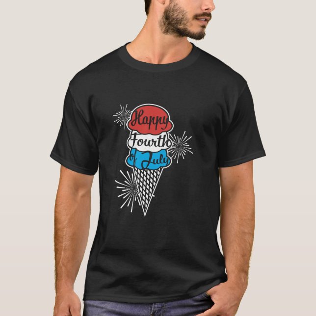 Camiseta Feliz 4 de julio Ice Cream Cone Funny America (Anverso)