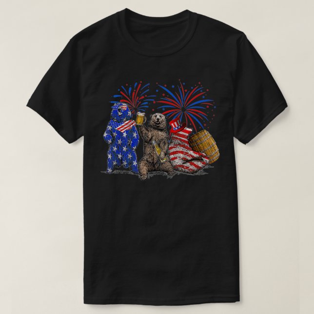 Camiseta Feliz 4 De Julio La Bandera Estadounidense Oso Beb (Diseño del anverso)