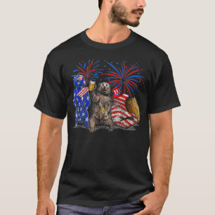 Camiseta Feliz 4 De Julio La Bandera Estadounidense Oso Beb