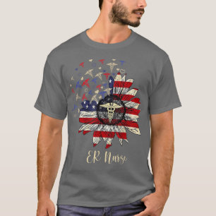 Camiseta Feliz 4 De Julio La Enfermera De La Enfermería Sun