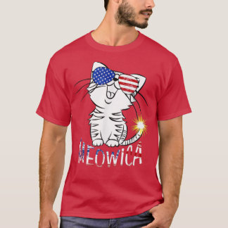 Camiseta Feliz 4 de julio Meowica Bandera Patriótica Americ