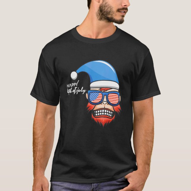 Camiseta Feliz 4 De Julio Mono Patriótico (Anverso)