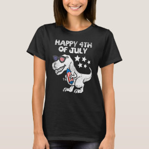 Camiseta Feliz 4 De Julio Niños Pequeños Trex Dinosaur Amer