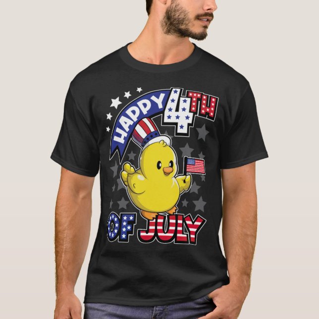 Camiseta Feliz 4 de julio Pato USA labrador propietario lab (Anverso)