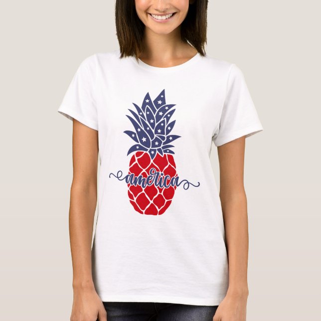 Camiseta Feliz 4 De Julio Pineapple America Tee T-Shirt (Anverso)