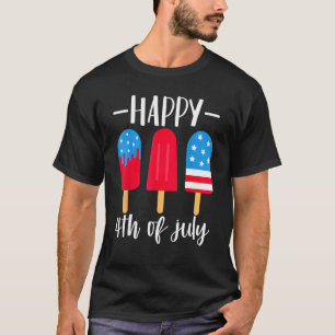 Camiseta Feliz 4 De Julio Popsicle Bandera Azul Blanco Rojo