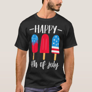 Camiseta Feliz 4 De Julio Popsicle Bandera Azul Blanco Rojo