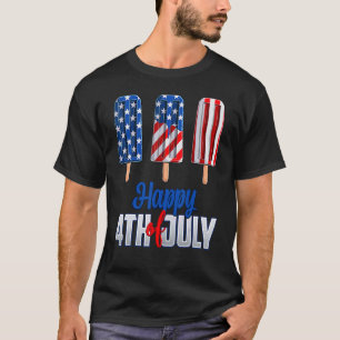 Camiseta Feliz 4 De Julio Popsicle Rojo Azul Blanco America