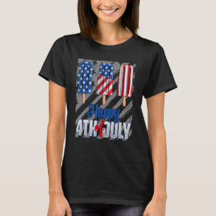 Camiseta Feliz 4 De Julio Popsicle Rojo Azul Blanco America