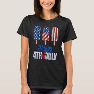 Camiseta Feliz 4 De Julio Popsicle Rojo Azul Blanco America