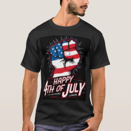 Camiseta Feliz 4 De Julio, Puño Atrapado Patriótico Negro