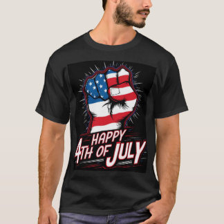 Camiseta Feliz 4 De Julio, Puño Atrapado Patriótico Negro