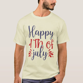 Camiseta Feliz 4 de Julio Tipografía Patriótica