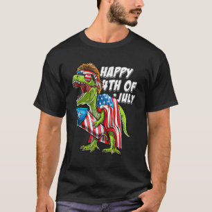Camiseta Feliz 4 De Julio Trex Dinosaur Mullet Firework Am