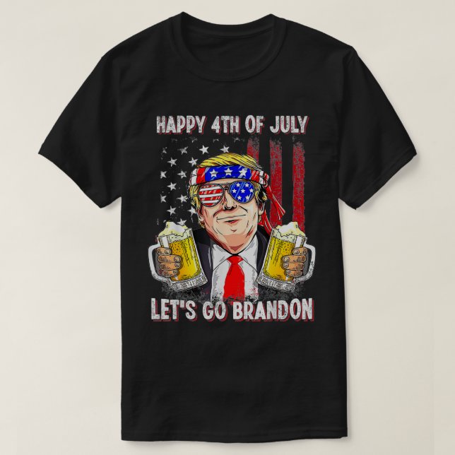 Camiseta Feliz 4 de julio Vamos Cerveza Brandon Trump (Diseño del anverso)