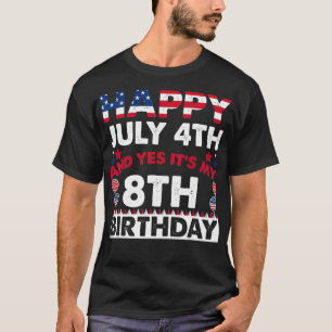 Camiseta Feliz 4 de julio y sí es mi octavo índice de cumpl