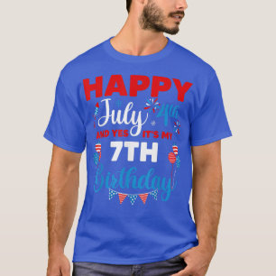 Camiseta Feliz 4 de julio y sí, es mi séptimo cumpleaños