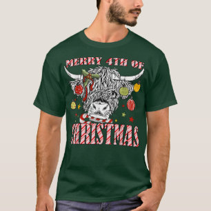 Camiseta Feliz 4° De Navidades Longhorn Candycane Xmas