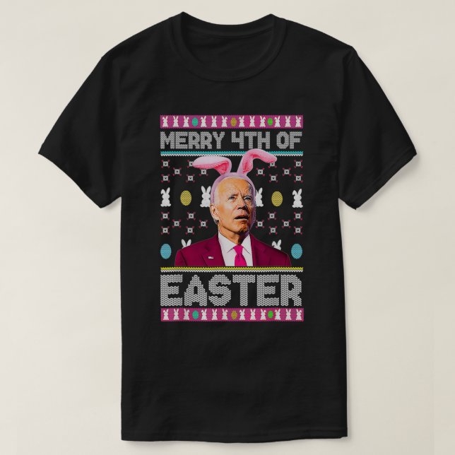 Camiseta Feliz 4 De Pascua, Divertido Conejito Chica Biden  (Diseño del anverso)
