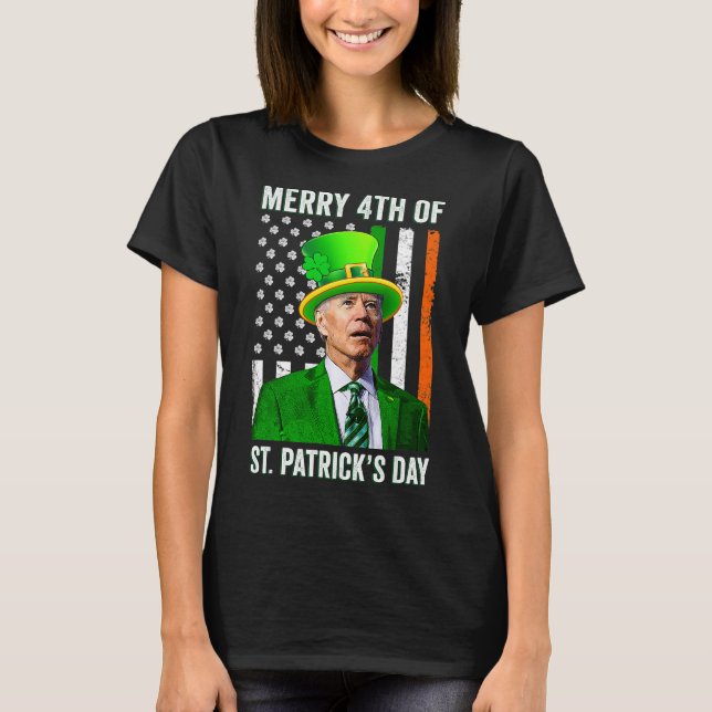 Camiseta Feliz 4° Día de San Patricio Joe Biden Leprechaun (Anverso)