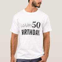Feliz 50.ª tipografía de cumpleaños blanco y negro