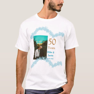 Camiseta Feliz 50 aniversario agregar nombre de la pareja f