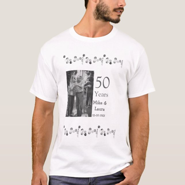 Camiseta Feliz 50° aniversario agregar pareja fecha de matr (Anverso)