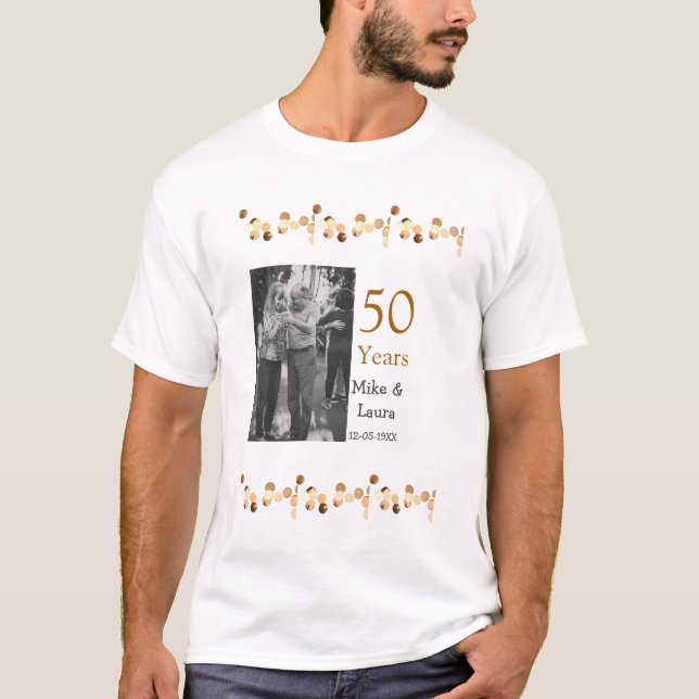 Camiseta Feliz 50° aniversario agregar pareja fecha de matr (Anverso)