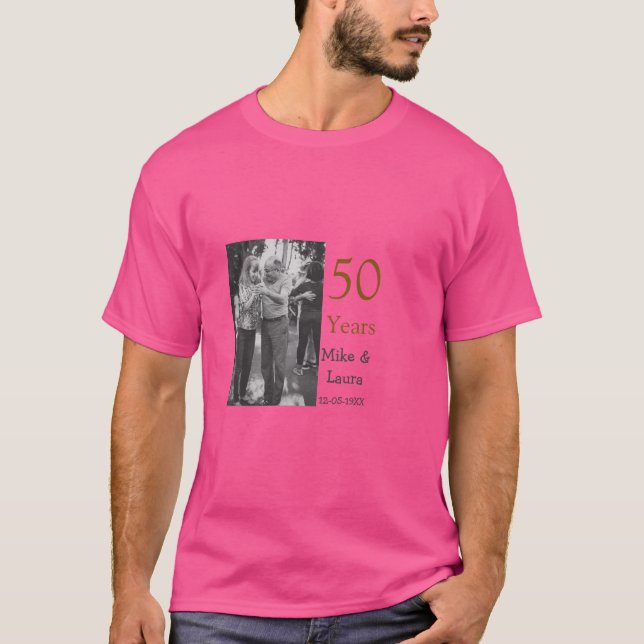 Camiseta Feliz 50° aniversario agregar pareja fecha de matr (Anverso)