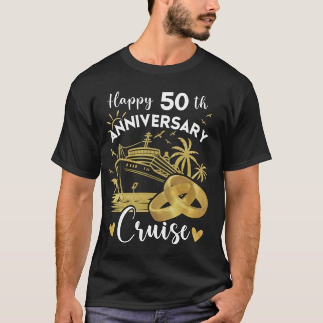 Camiseta Feliz 50 aniversario crucero Tee Golden Boda C (Anverso)