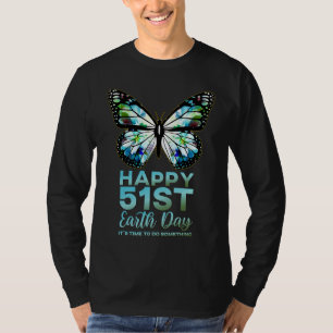Camiseta Feliz 51 cumpleaños Día de la Tierra Flor Monarca