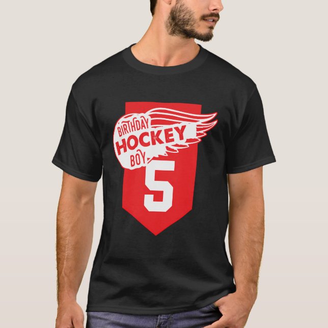 Camiseta Feliz 5.º Nacimiento Niño Tema De Hockey Sobre Hie (Anverso)