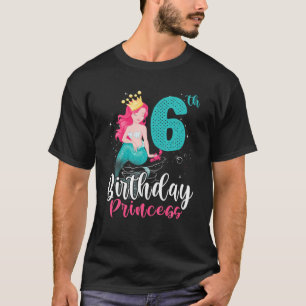 Camiseta Feliz 6.º Nacimiento de la princesa Cute Mermaid C
