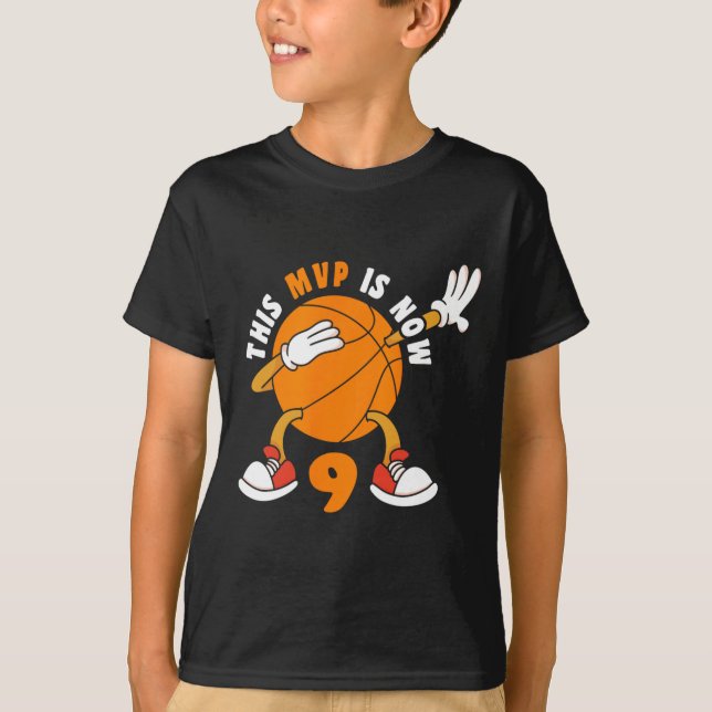 Camiseta Feliz 9 cumpleaños 9 años MVP Baloncesto 9 Bir (Anverso)