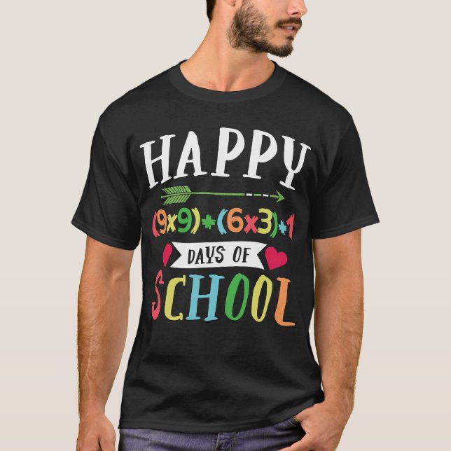 Camiseta Feliz (9x9)+(6x3)+1 Día 100 del colegio (Anverso)