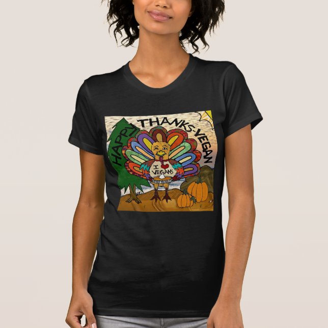 Camiseta Feliz agradecimiento a Vegan Acción de Gracias Tur (Anverso)