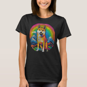 Camiseta Feliz Akita Inu Pop Art Design Retro Style