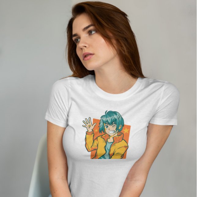 Camiseta Feliz Anime Boy Waving (Subido por el creador)