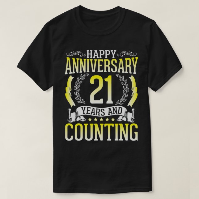 Camiseta Feliz Aniversario 21 Años Y Contando A Hu Casado (Diseño del anverso)