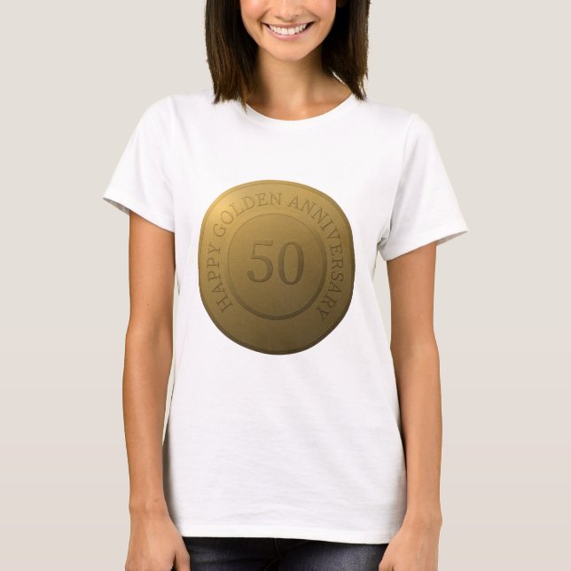 Camiseta Feliz aniversario de boda dorado (Anverso)