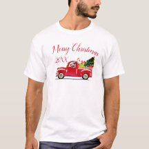 Feliz Año de Camión Rojo Vintage de Navidad