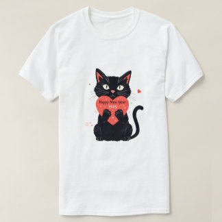 Camiseta Feliz año maw año 2025 divertido gato año nuevo