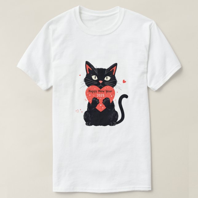 Camiseta Feliz año maw año 2025 divertido gato año nuevo (Diseño del anverso)