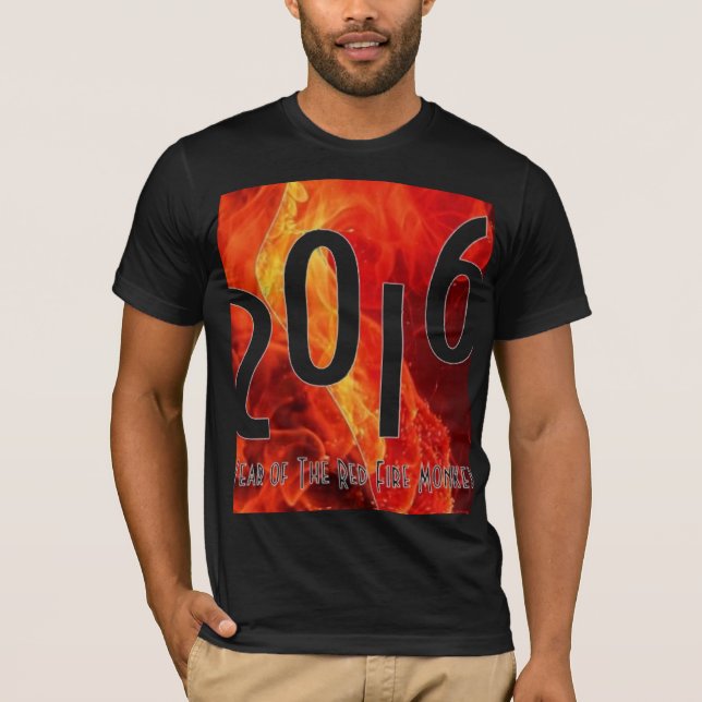 Camiseta Feliz Año Nuevo 2016, el mono rojo de fuego (Anverso)