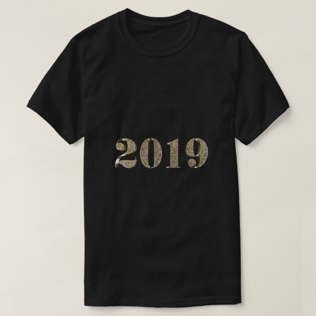 Camiseta Feliz Año Nuevo 2019 Elegante tipografía de aspect (Diseño del anverso)